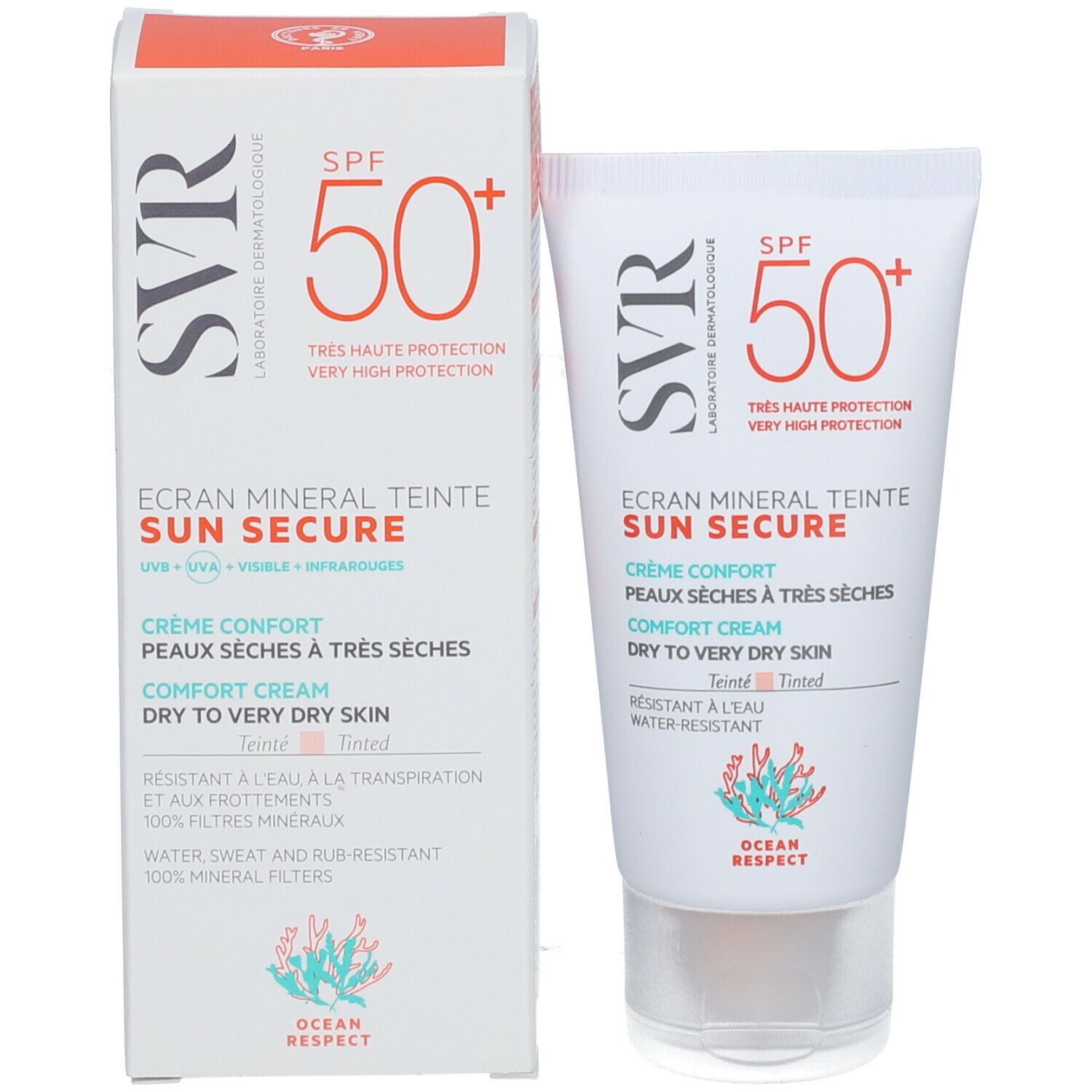SVR SUN SECURE ECRAN MINERAL TEINTE PEAUX SÈCHES A TRÈS SÈCHES SPF50+ 50ML